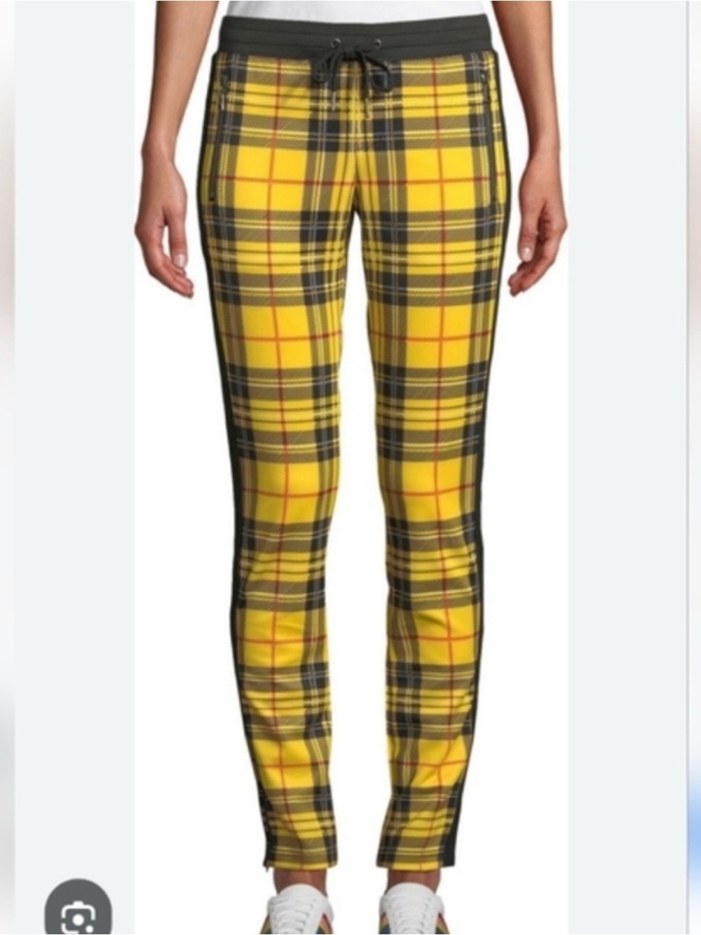 PAM&GELA YELLOW AND BLACK PLAID PANTS